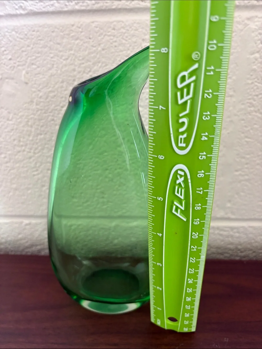 Green Handblown Glass Decorative Vase - Sleek Modern Accent